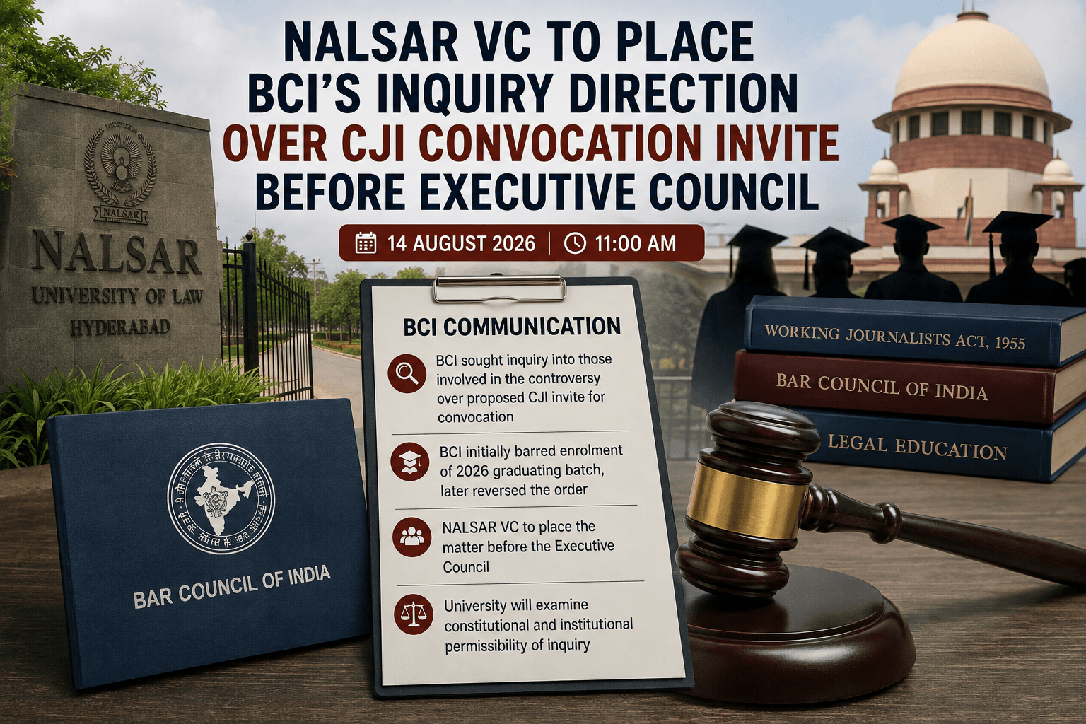 NALSAR VC To Place BCI's Inquiry Direction Over CJI Convocation Invite Before Executive Council